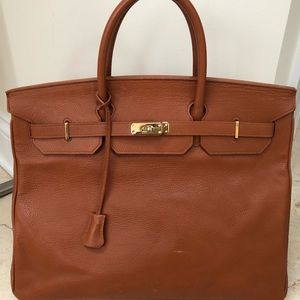 Birkin style leather bag Made in Italy